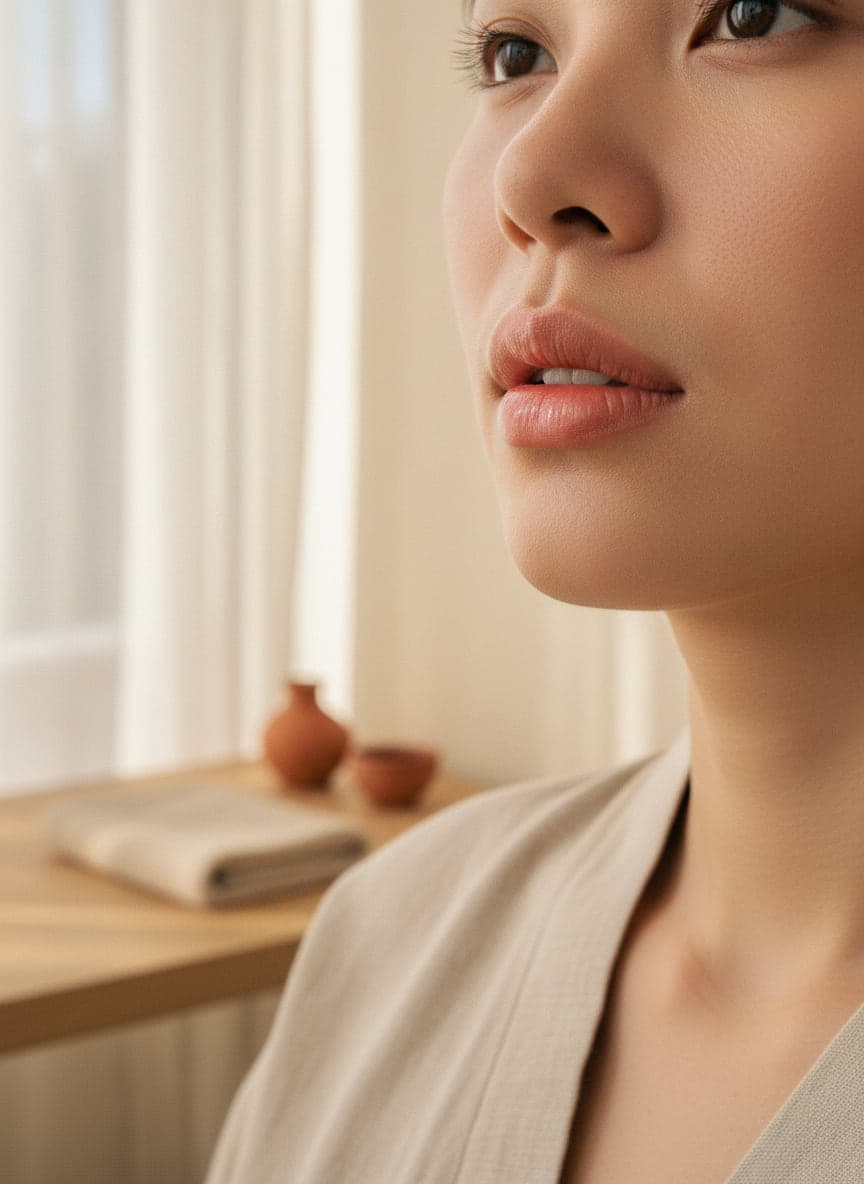 Phun môi collagen lên màu hồng đào